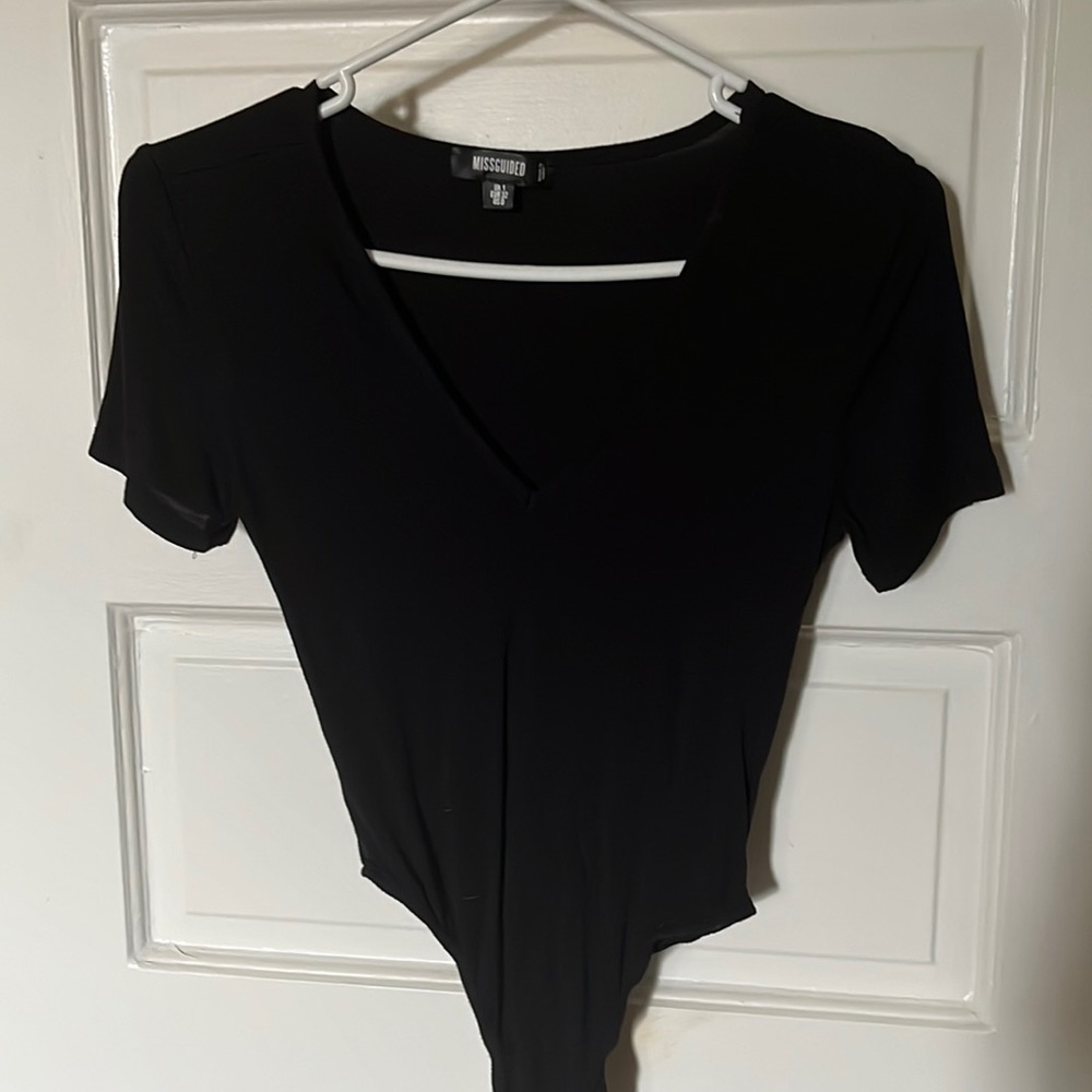 Missguided Black V Neck Bodysuit